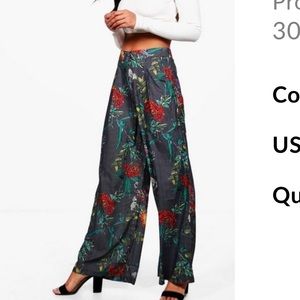 Boohoo floral wide leg pants